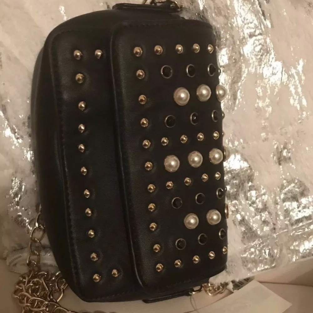 Steve Madden Black Pearl Embellished Crossbody Bag - Picture 8 of 9